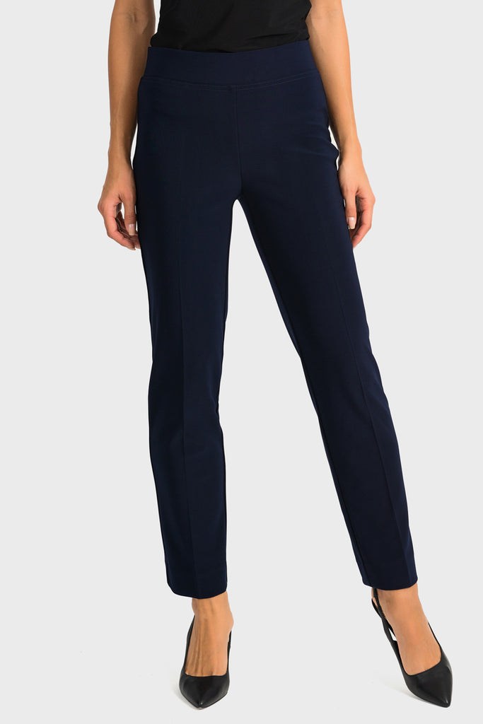 Front Navy Ankle Slit Pant by Joseph Ribkoff